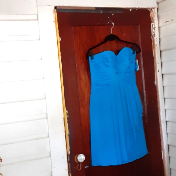 David's Bridal strapless crinkle chiffon dress - Picture 1 of 5